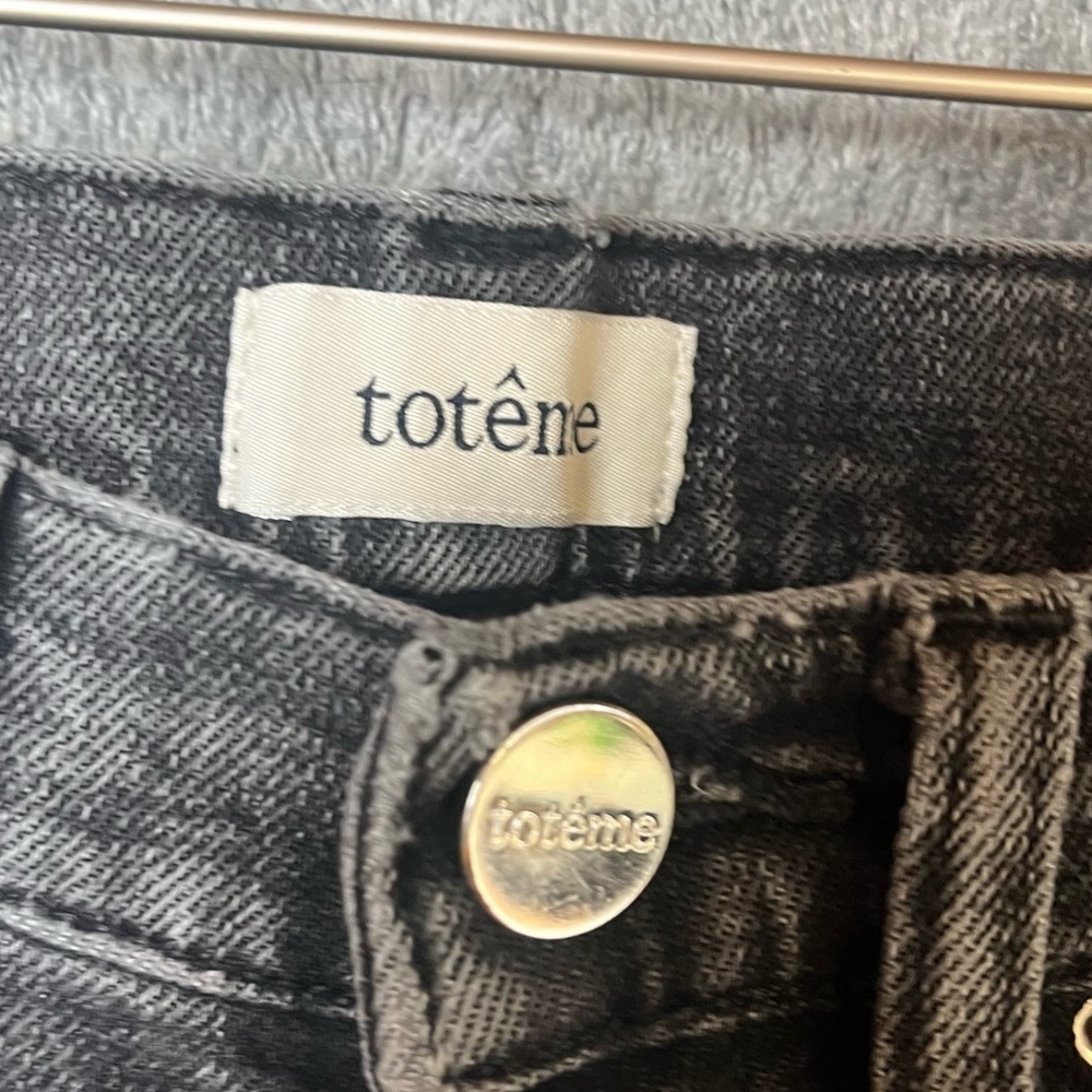 Toteme Crop Twisted Seam Straight Leg Faded Black 24 W 25 L Stretch Denim Jean - Picture 7 of 16